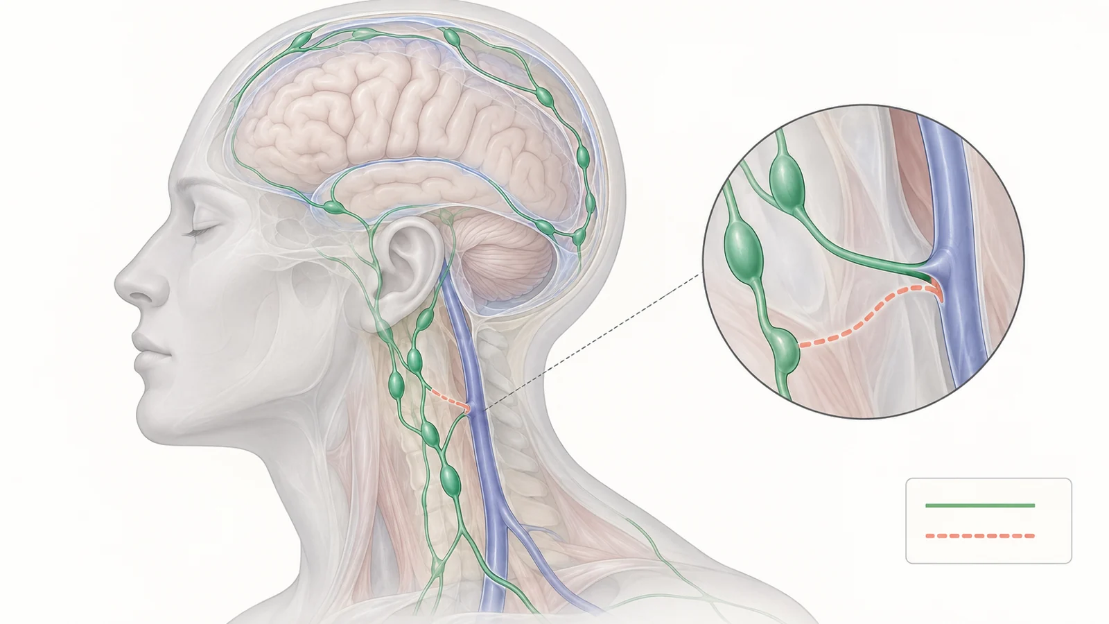 How a lymphatic bypass in the neck could affect brain clearance