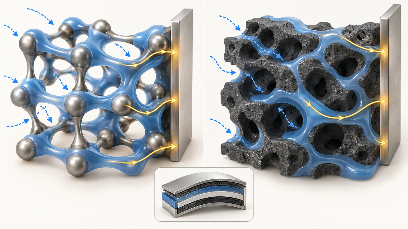 Pairing conducting plastic with porous scaffolds for bendable energy storage
