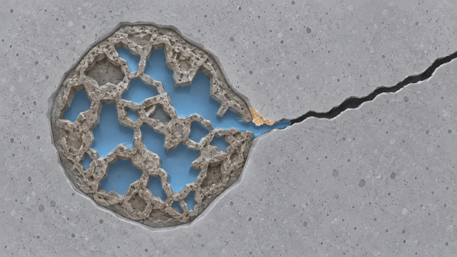 Tiny spaces in lightweight concrete can store ingredients for crack repair