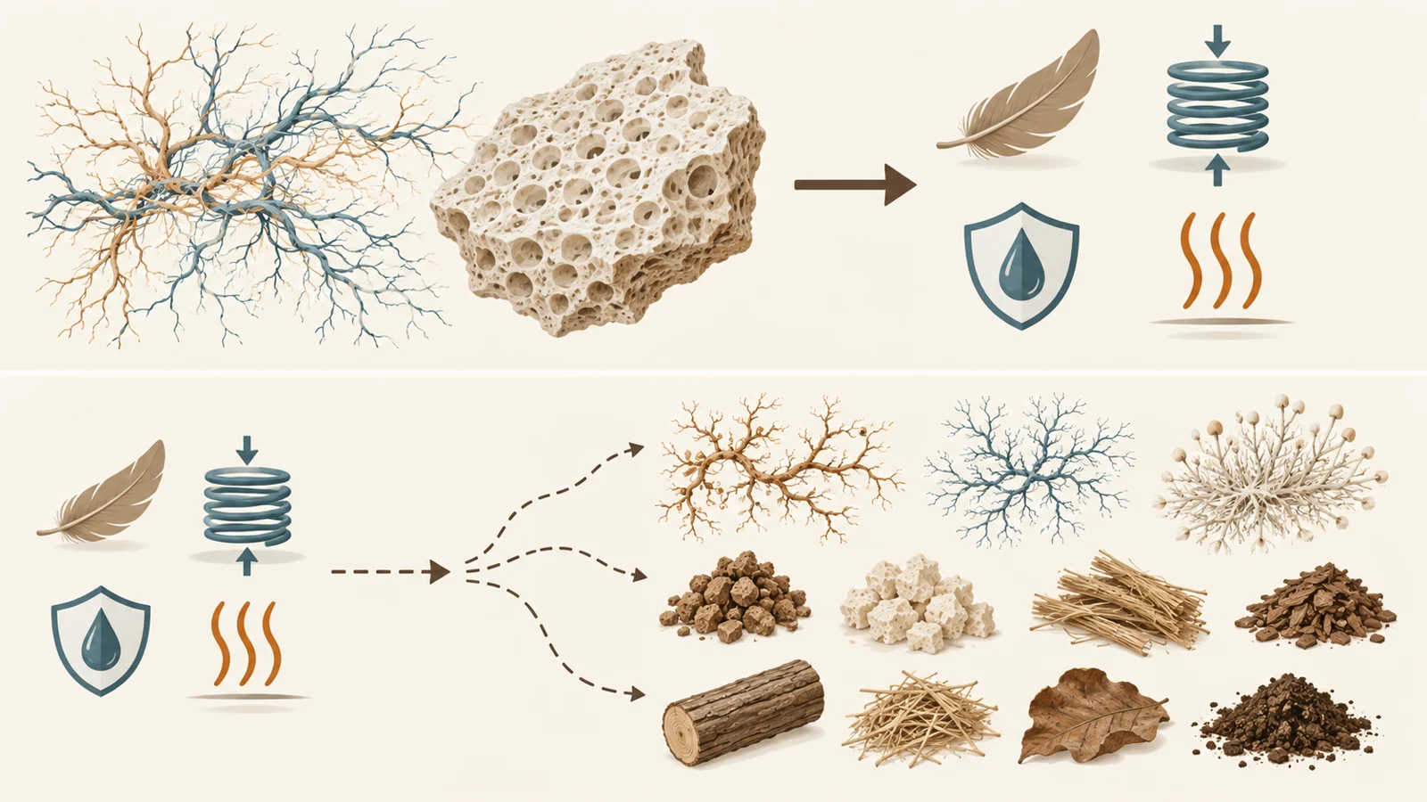 Working backward from the properties a fungal material needs