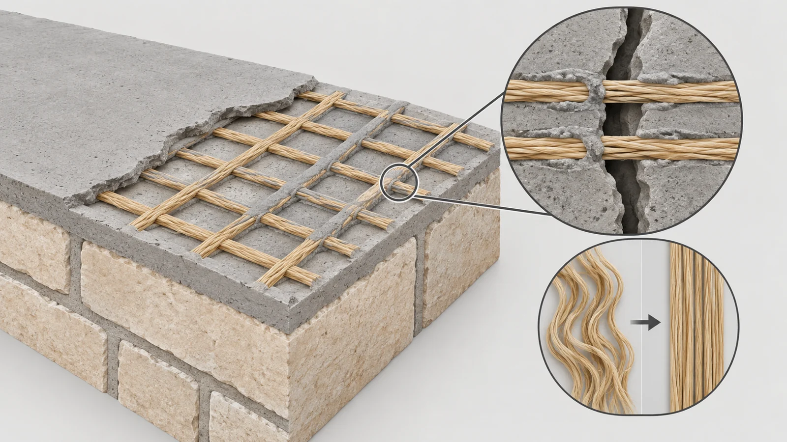 What plant fibers must do when mortar starts to crack