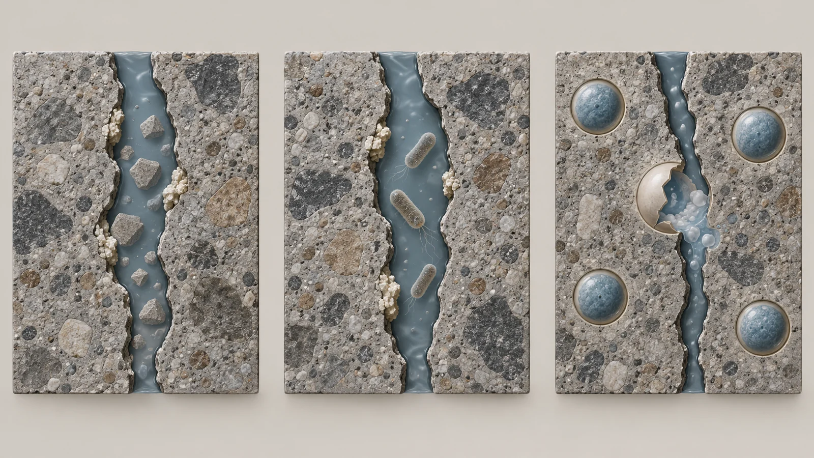 How concrete fills its own cracks and what makes the repair work