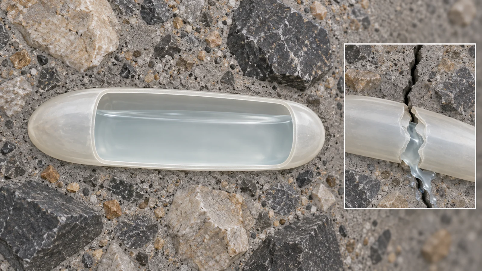 How plastic capsules age inside concrete and change its strength