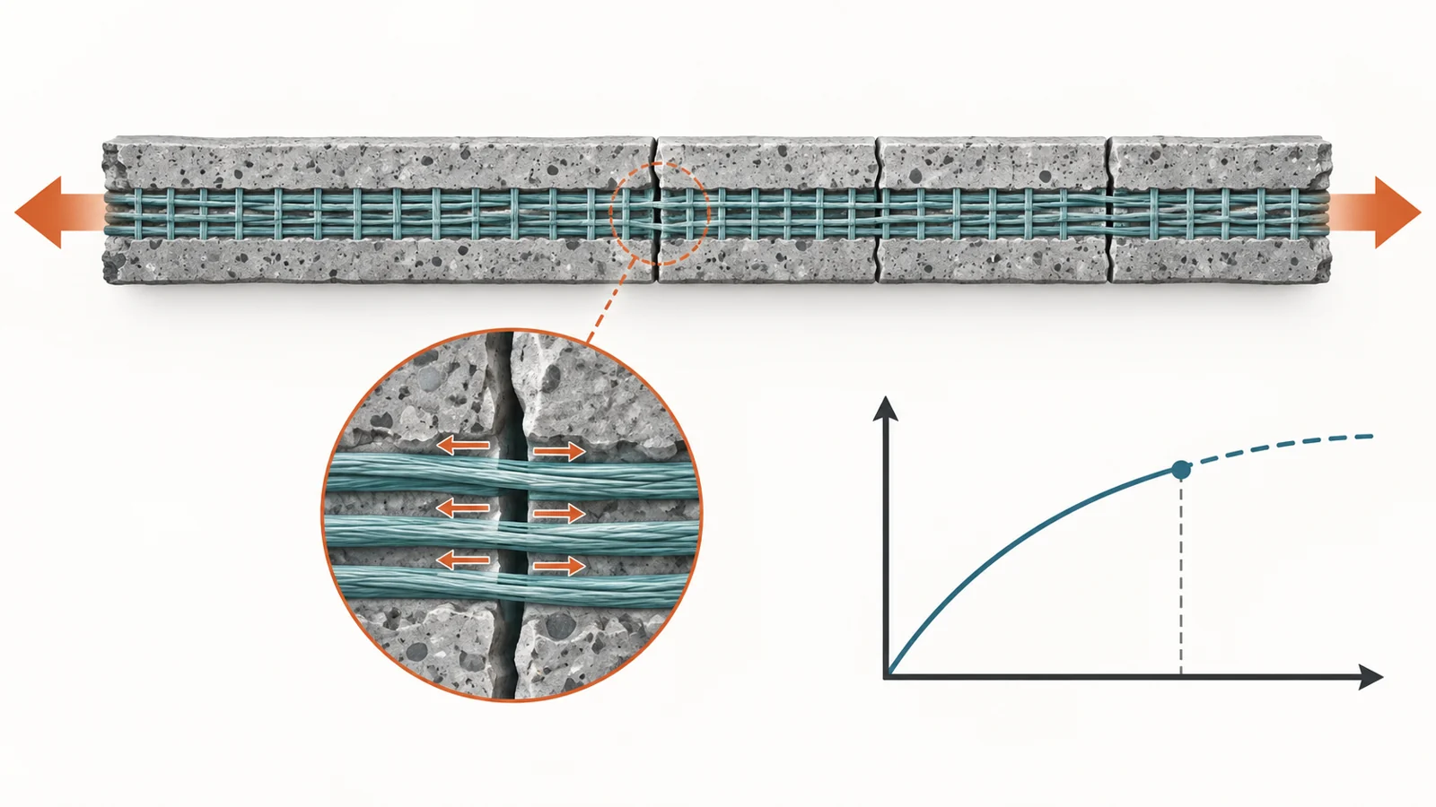 How fabric mesh carries load after the mortar around it cracks