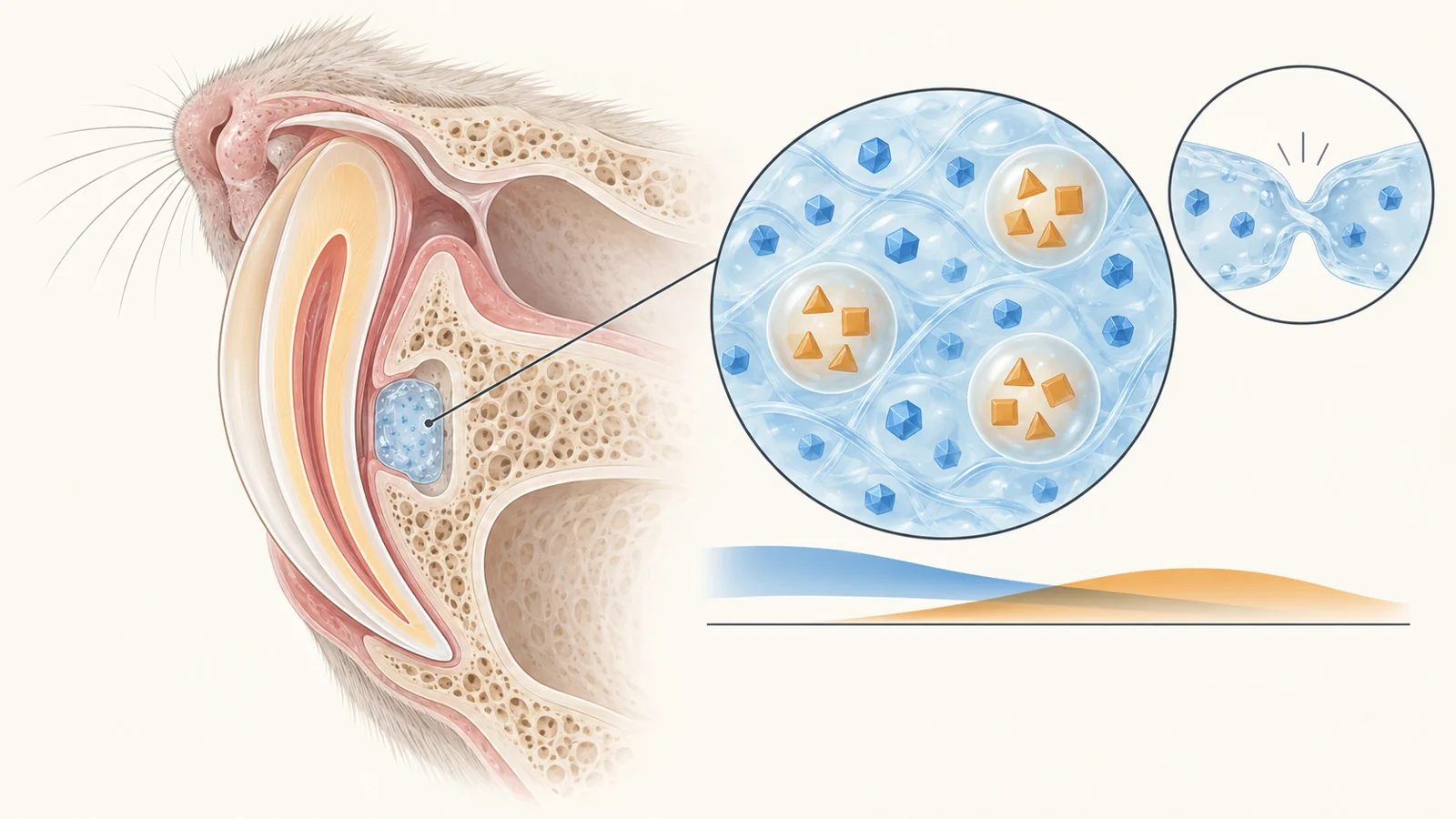 Inside the two-compartment gel tested to rebuild bone around rats’ teeth
