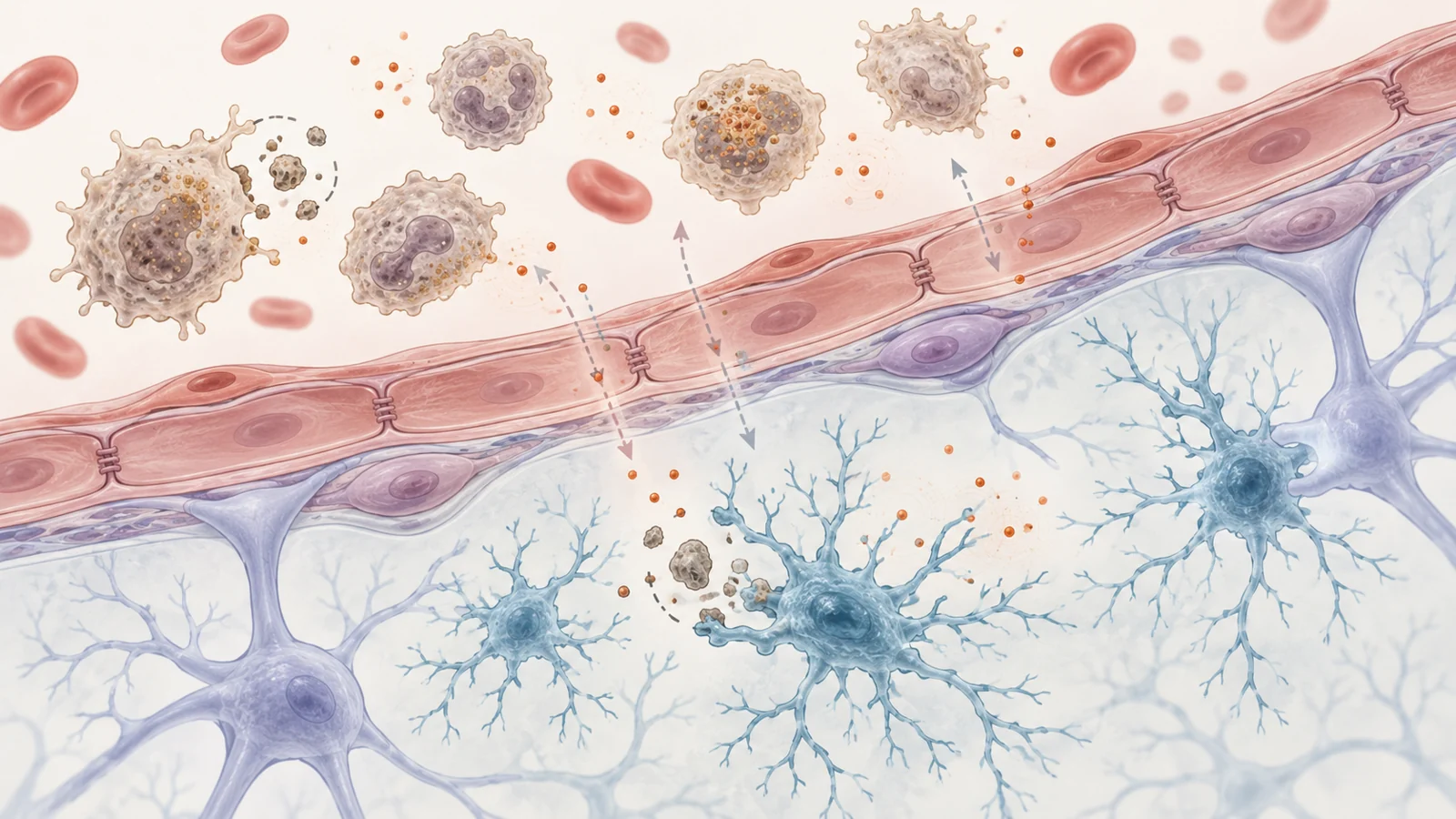 How might aging immune defenses leave the brain more vulnerable?