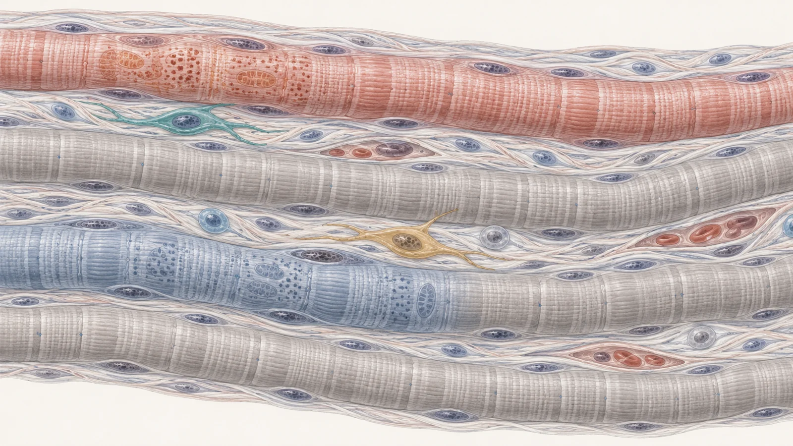 Old mouse muscle shows distinct signs of senescence in support cells and fibers