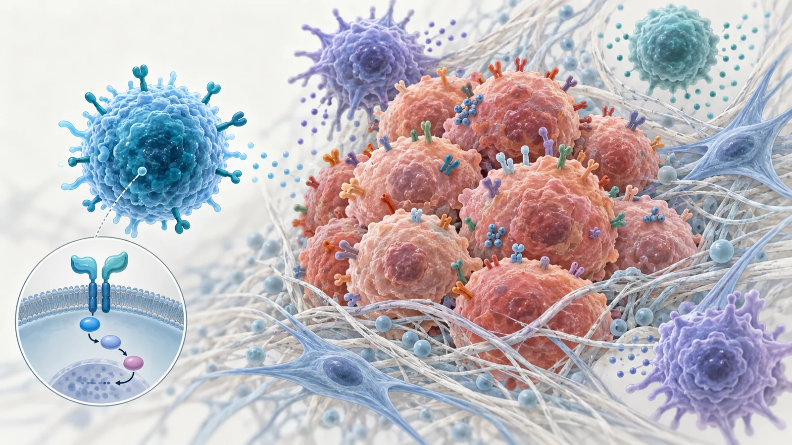 What engineered immune cells must overcome inside a breast tumor
