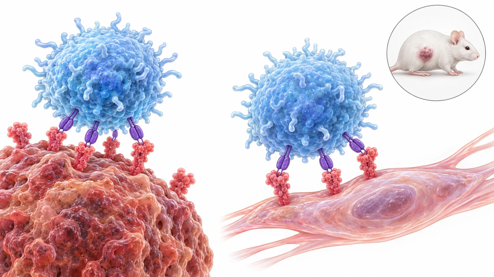 Could one engineered T cell target liver tumors and blood-vessel cells?