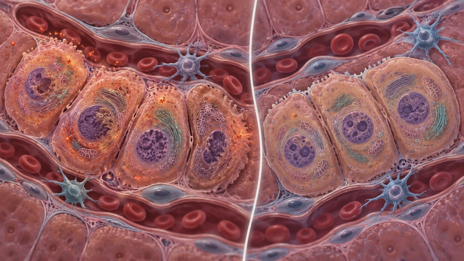 Why did prolonged cell resetting damage mouse livers, and what did an antioxidant change?