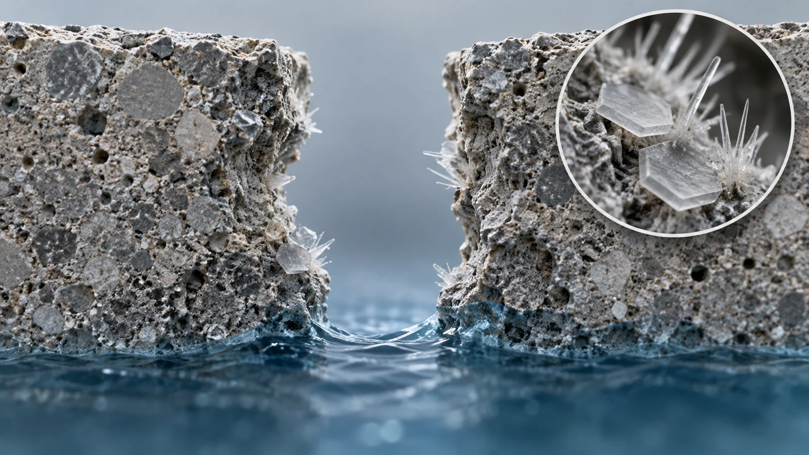 How cement ingredients change what grows inside a crack