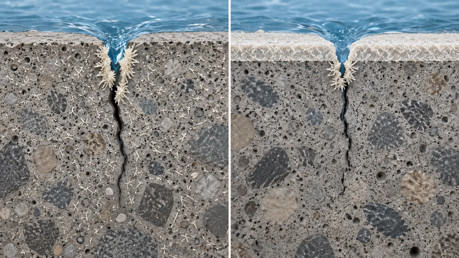 Should crack-repair ingredients go into concrete or onto its surface?