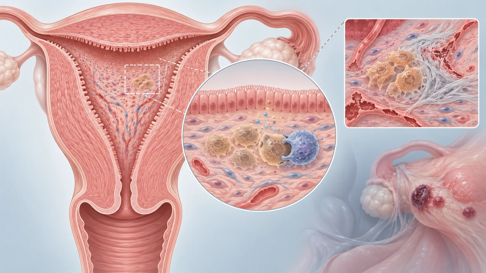 How the womb lining prepares for implantation through cell change and immune clearance