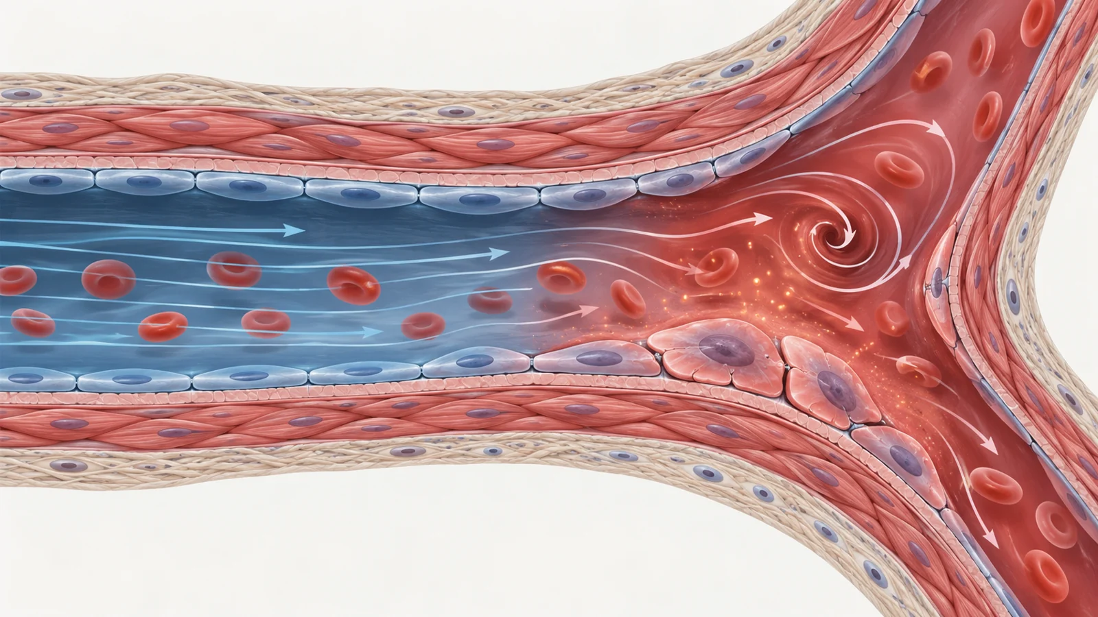 How aging vessel-lining cells can disrupt flow and tissue repair