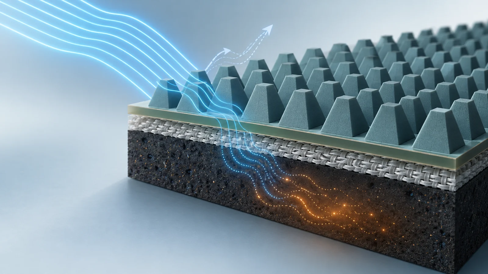 What did a shaped, fiber-reinforced radar absorber achieve in tests?