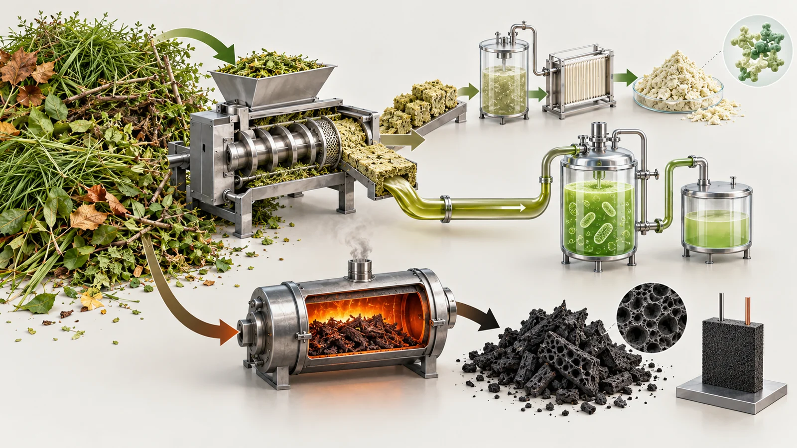 What can collected grass and leaves provide after pressing?
