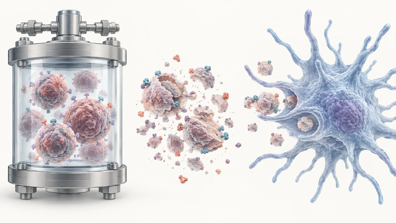 What does pressure leave behind after it kills tumor cells?