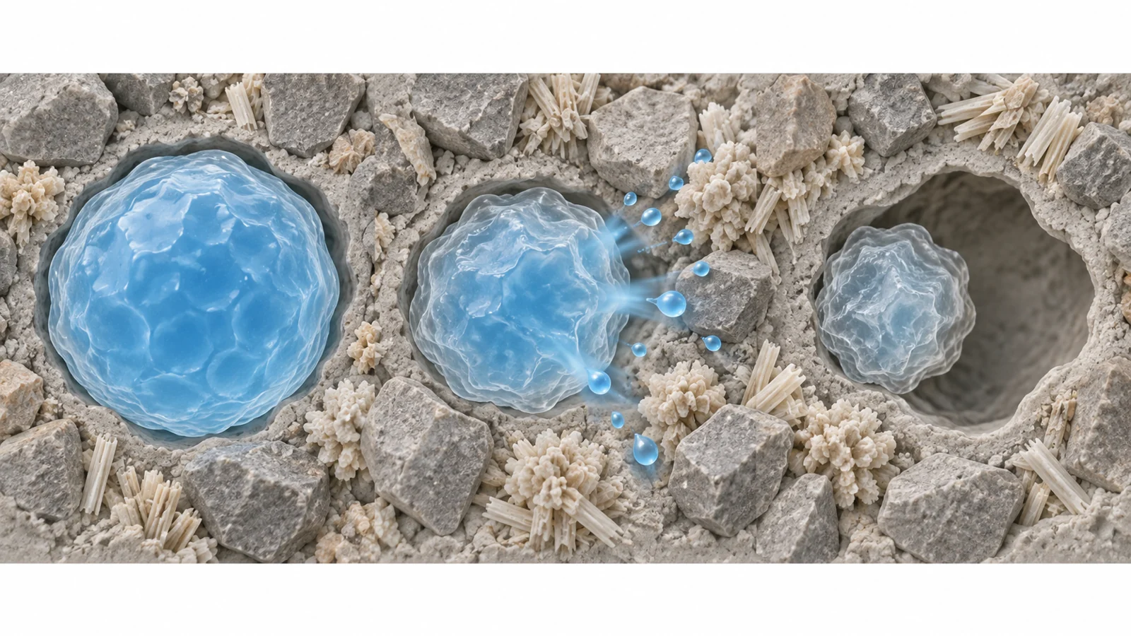 How water-storing gels change cement as it hardens