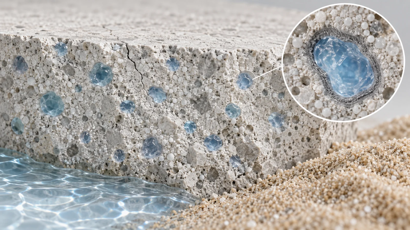 How water-storing gels behave inside cement used for mine backfill