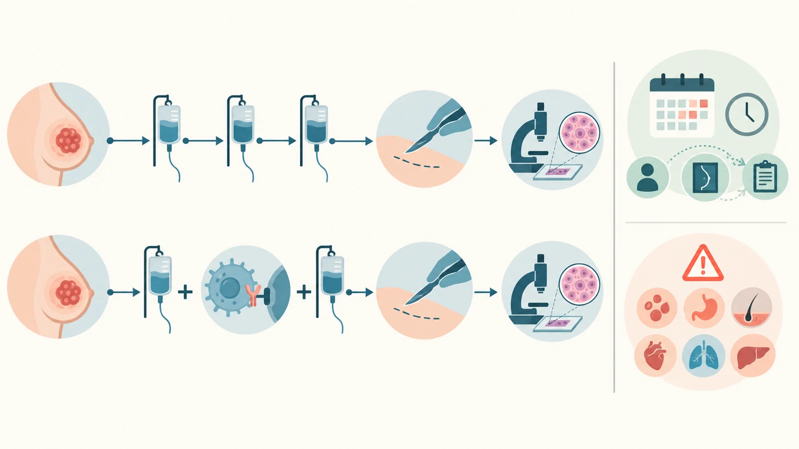 Did adding immune therapy improve response at surgery in both PD-L1 groups with triple-negative breast cancer?