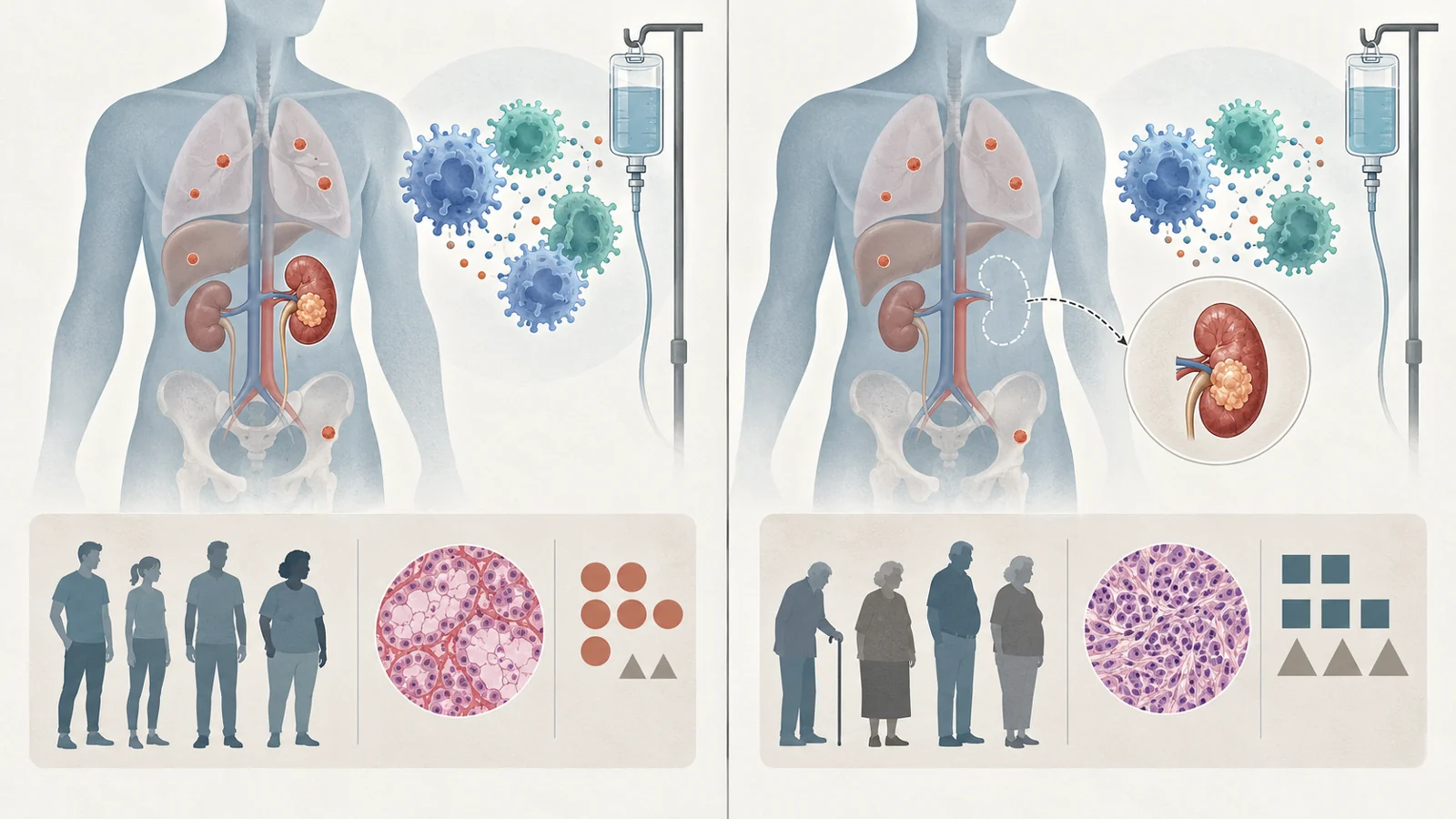 What does an eight-study comparison say about kidney removal with immune-based treatment?