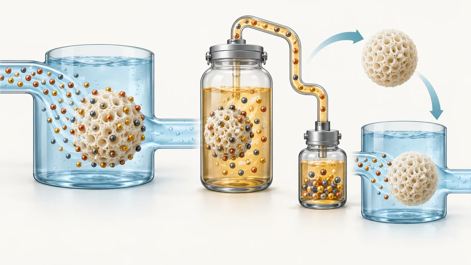 How metal-catching materials are cleaned for another cycle