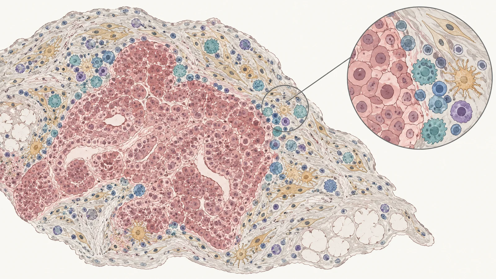 A lung biopsy can show which immune cells sit beside a tumor