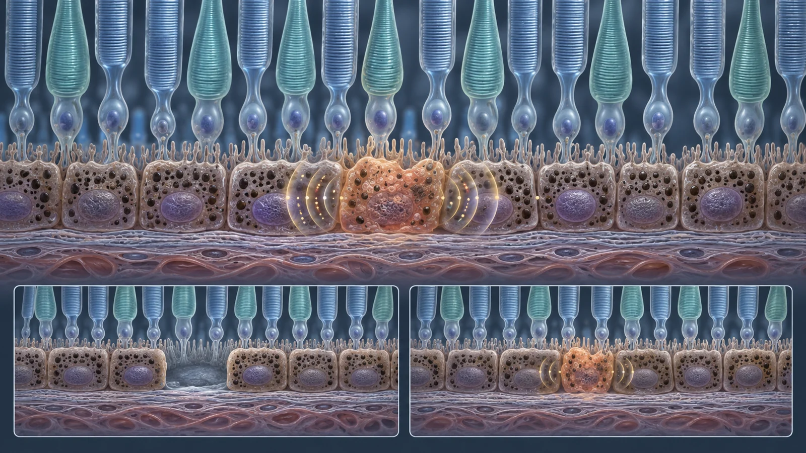 Which aging-eye cells could be treated while preserving support for vision?