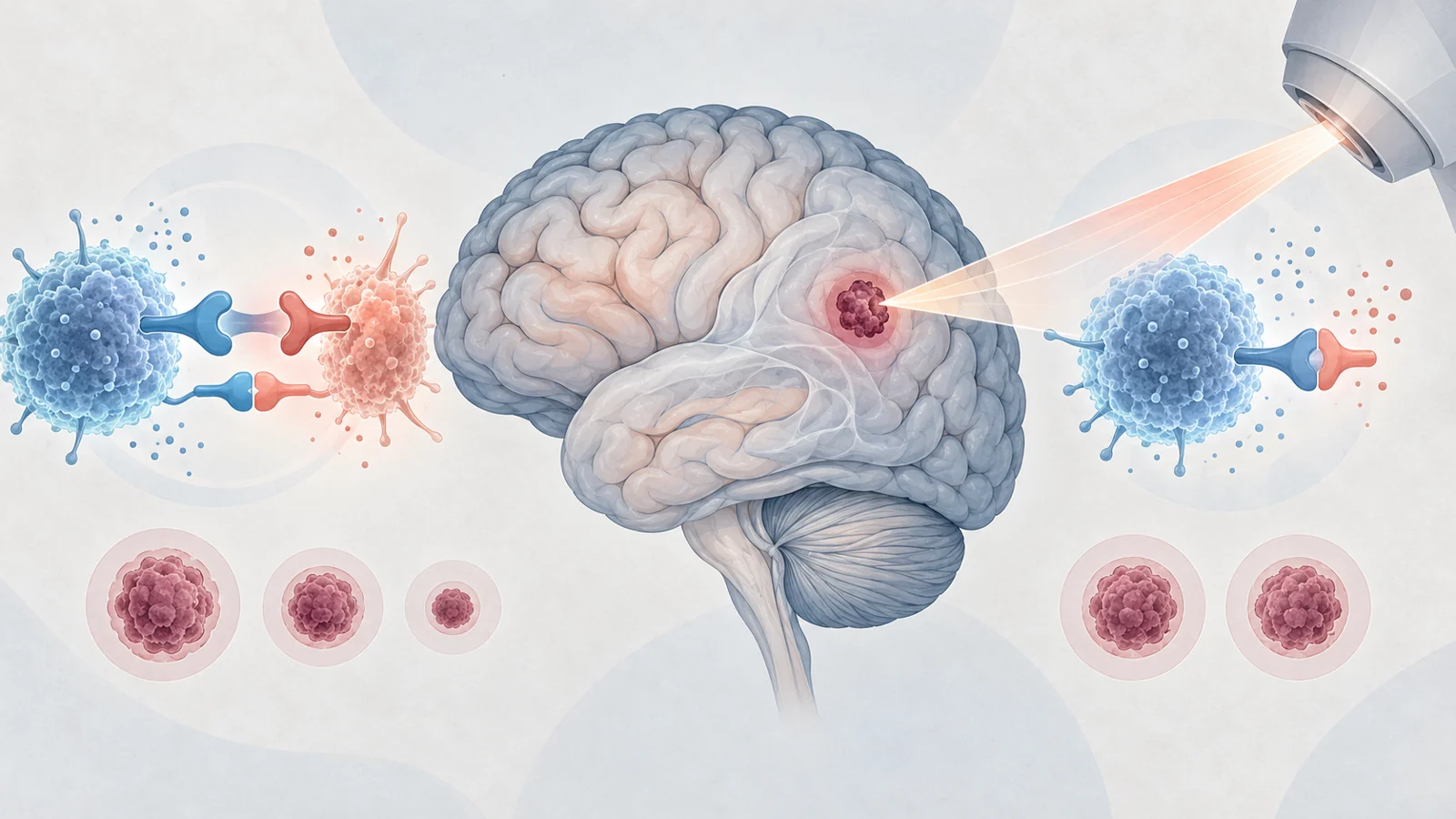 What brain scans showed with two immune drugs or one plus radiation