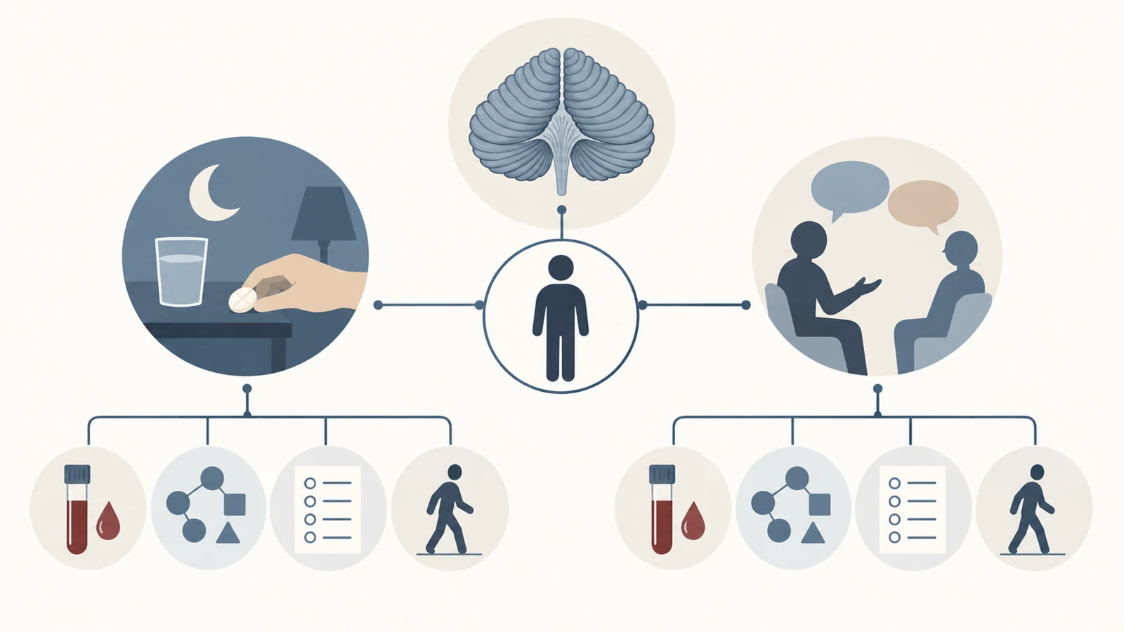 Neutral diagram of melatonin and sleep-hygiene comparison groups with baseline and week-12 health assessments