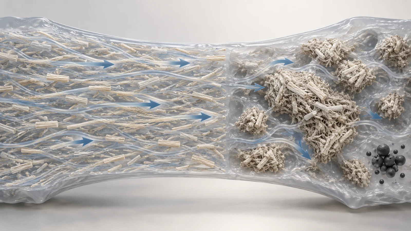 Why can more tiny cellulose make rubber weaker?
