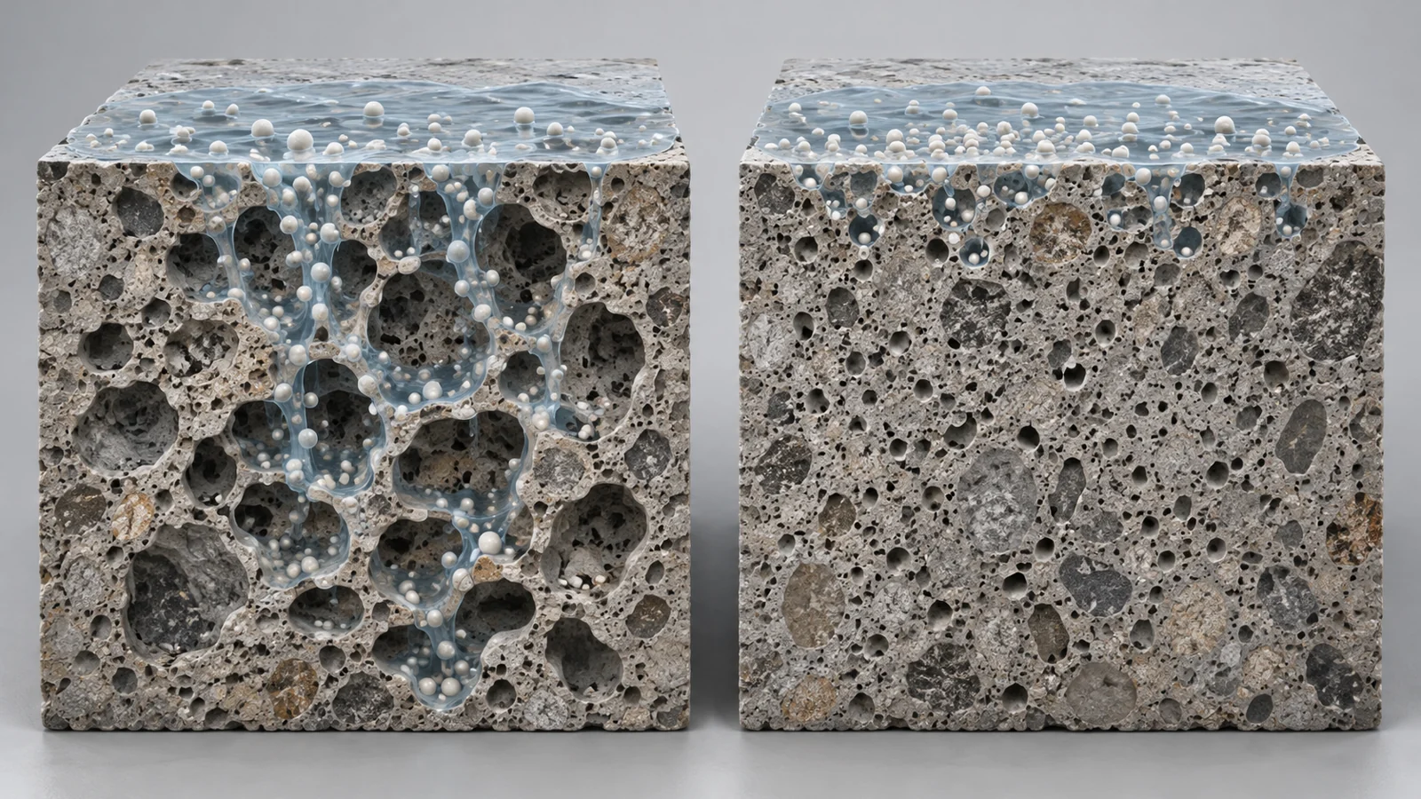 What lets an experimental repair liquid move below concrete’s surface?