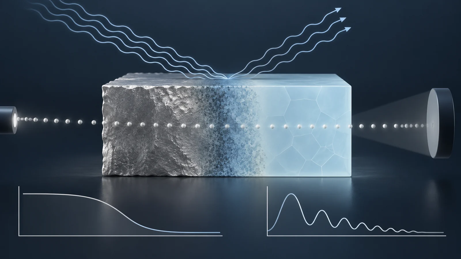 Conceptual cross-section of lithium metal, a graded transition region and LiPON with two neutron measurement paths