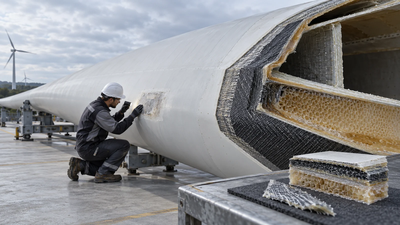 What should happen to a wind turbine blade as it ages?