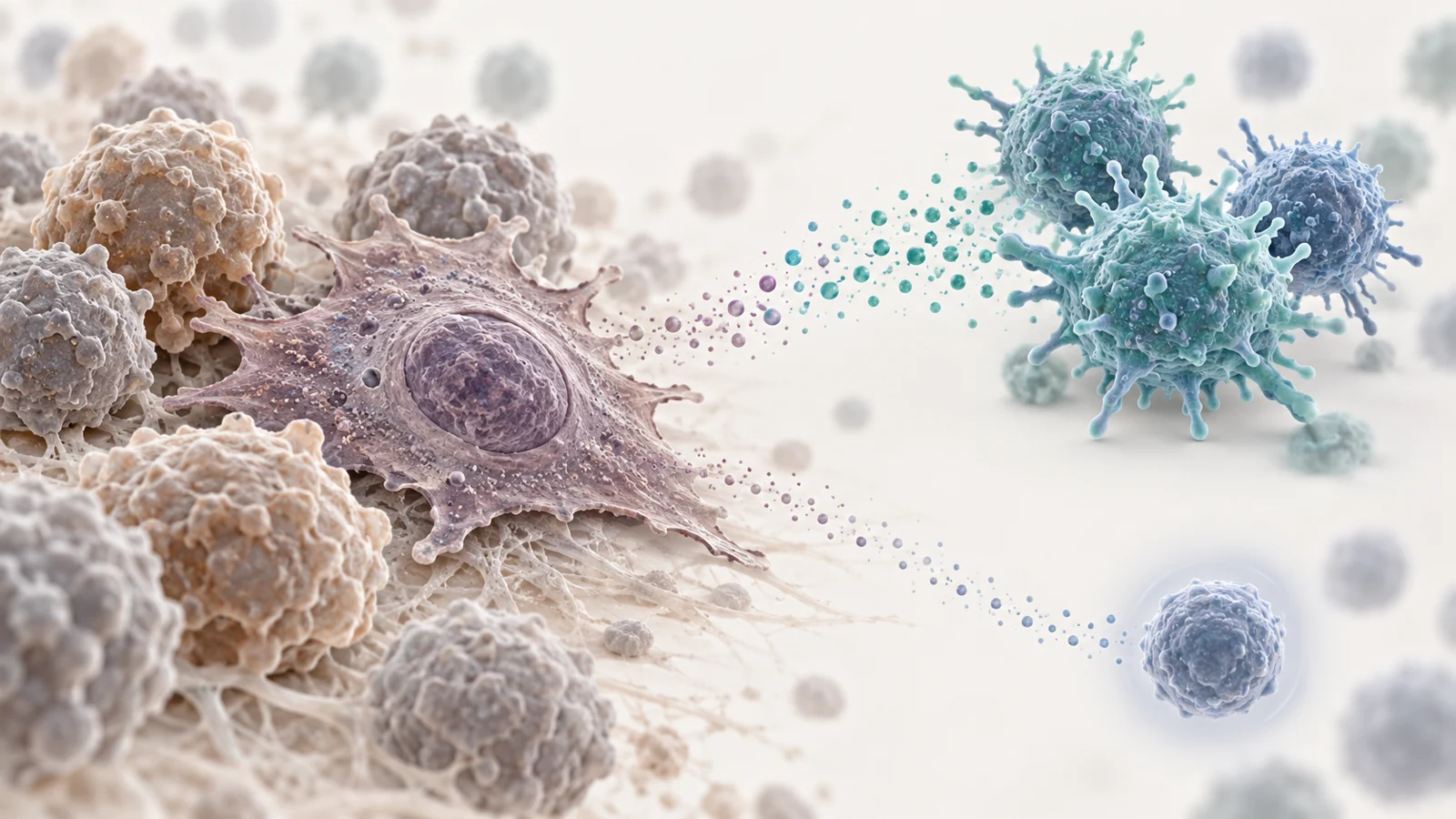 Why are secretions from cells that stopped dividing a difficult cancer target?