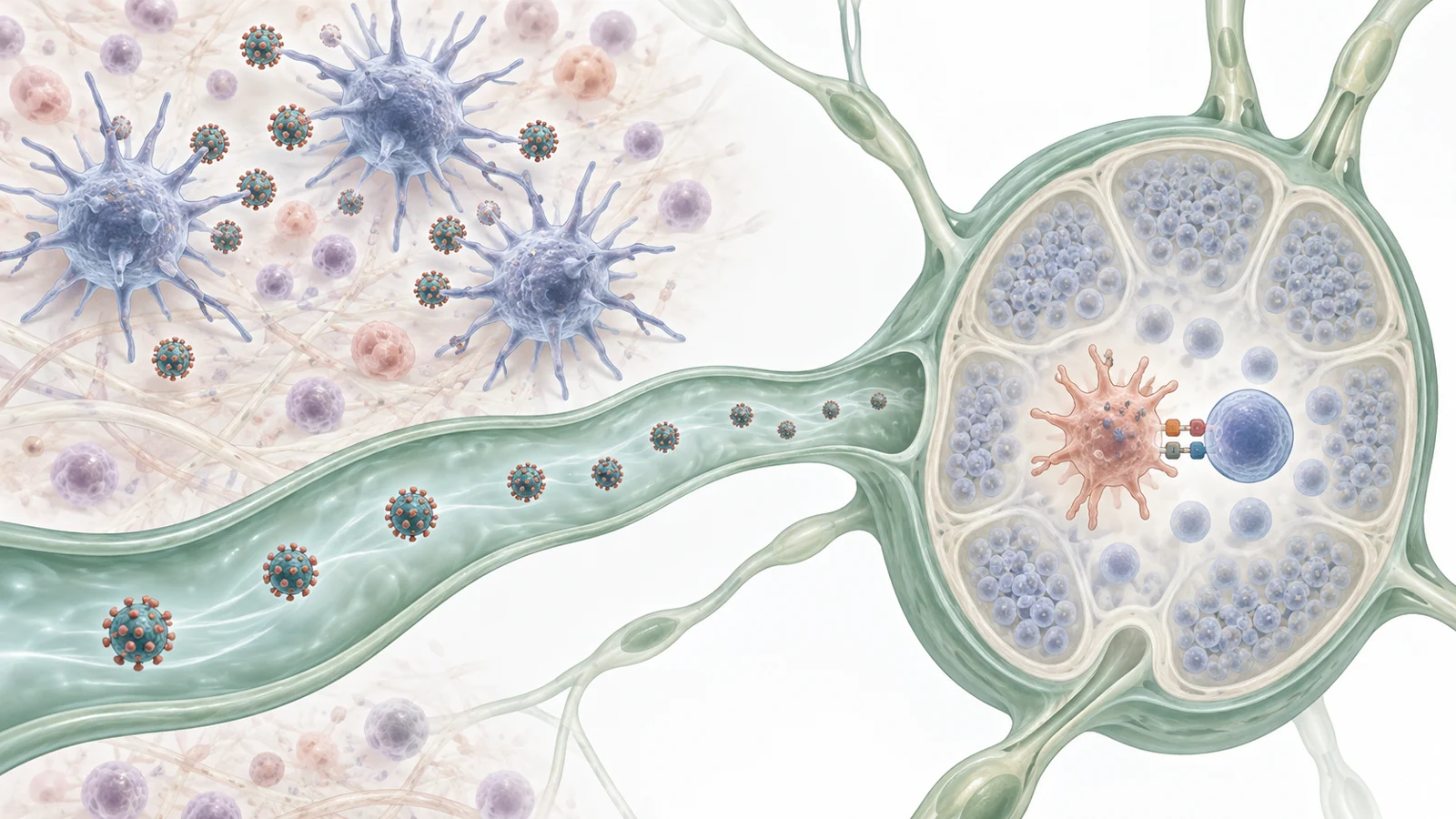 How might virus-shaped particles guide a cancer vaccine’s immune signal to lymph nodes?